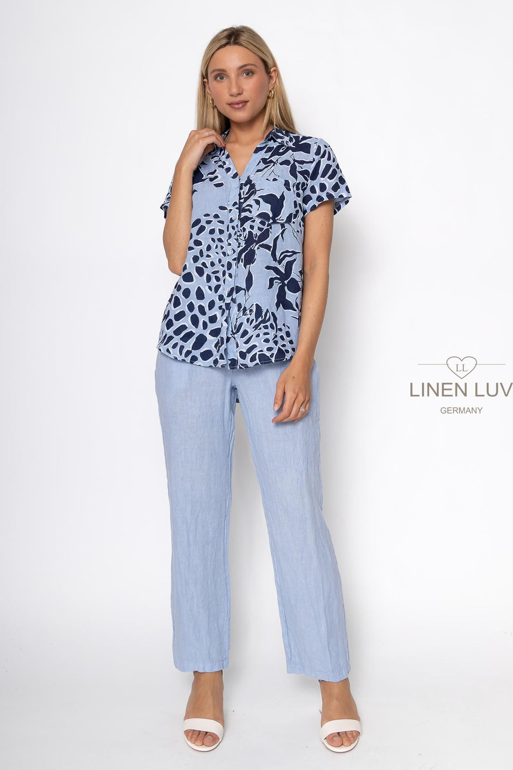 French Linen Button Down Shirt Print - Breathable Naturals | Glam & Fame Clothing