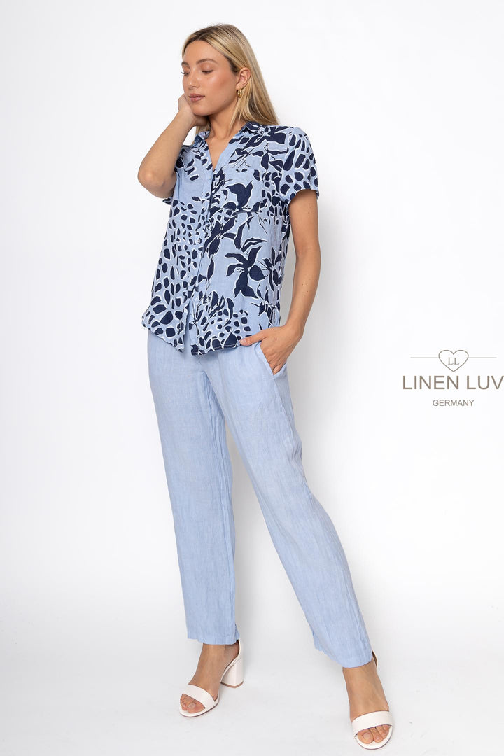 French Linen Button Down Shirt Print - Breathable Naturals | Glam & Fame Clothing