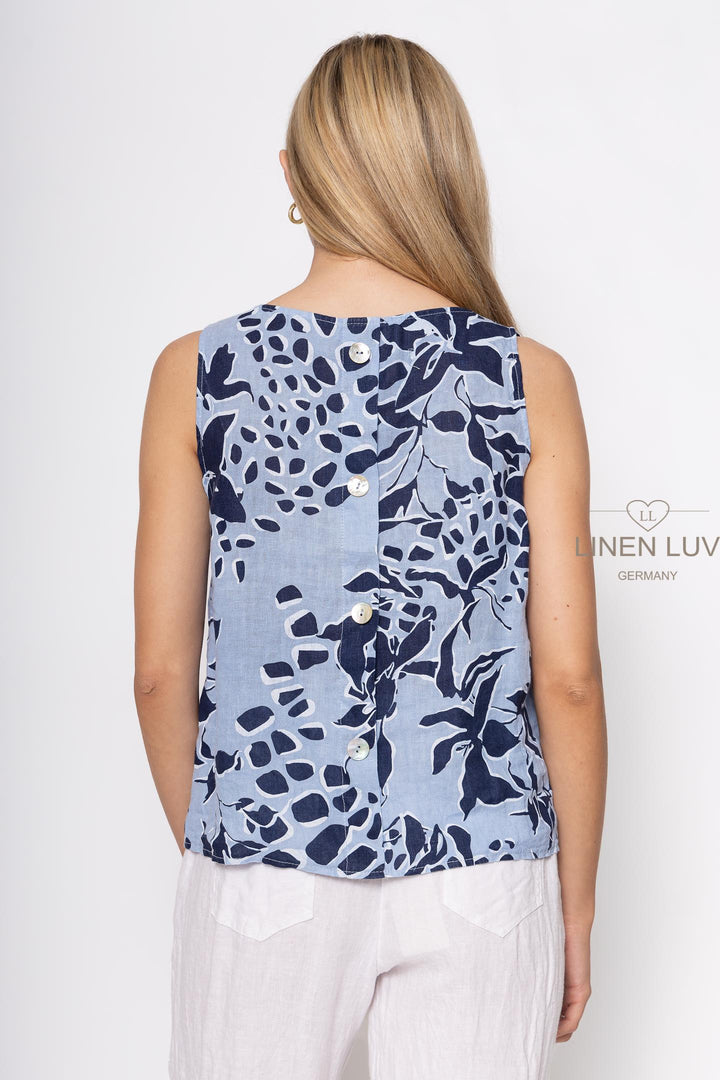 French Linen Sleeveless Top Print - Breathable Naturals | Glam & Fame Clothing