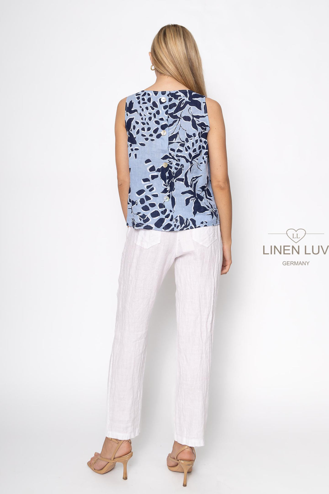 French Linen Sleeveless Top Print - Breathable Naturals | Glam & Fame Clothing