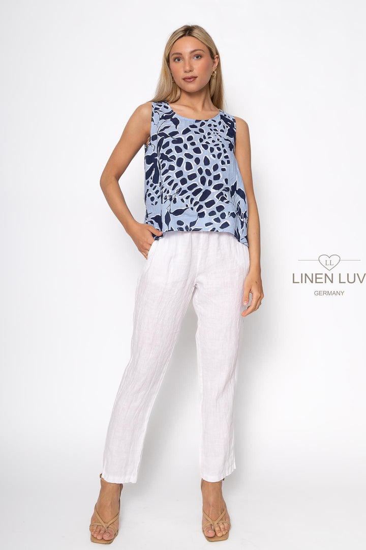 French Linen Sleeveless Top Print - Breathable Naturals | Glam & Fame Clothing