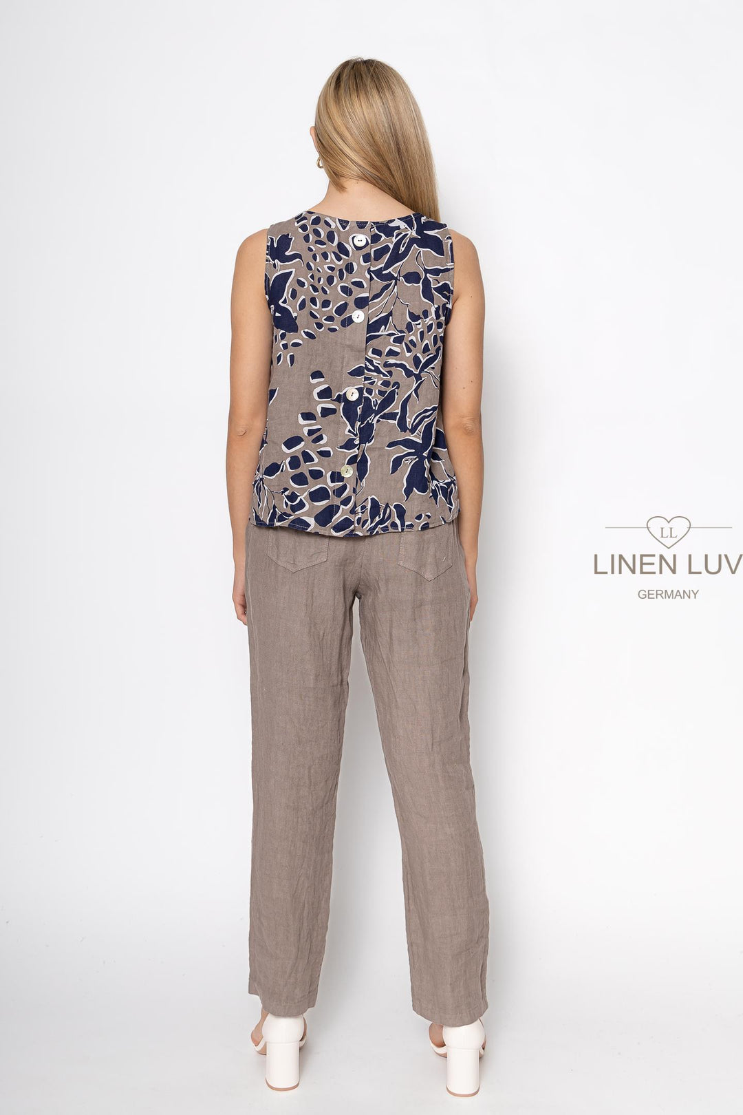 French Linen Sleeveless Top Print - Breathable Naturals | Glam & Fame Clothing