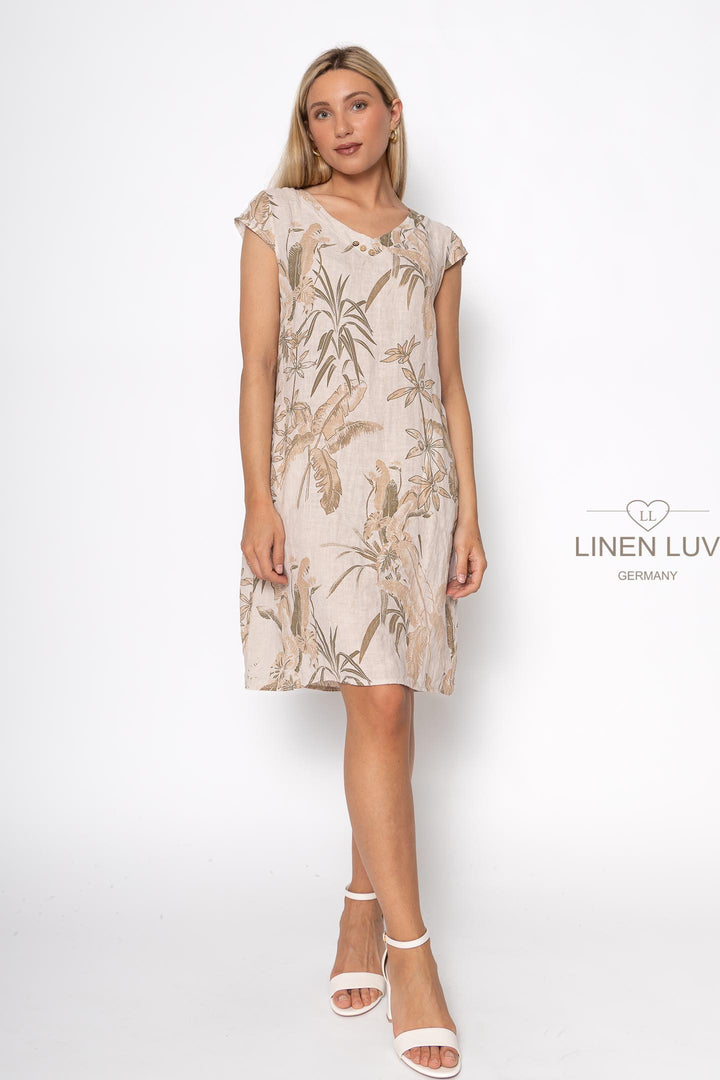 French Linen Cap Sleeve Sheath Dress - Breathable Naturals | Glam & Fame Clothing