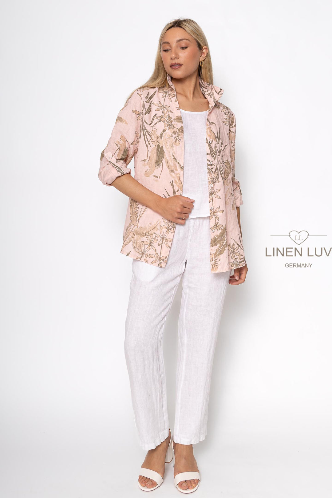 French Linen Button Blouse Print - Breathable Naturals | Glam & Fame Clothing