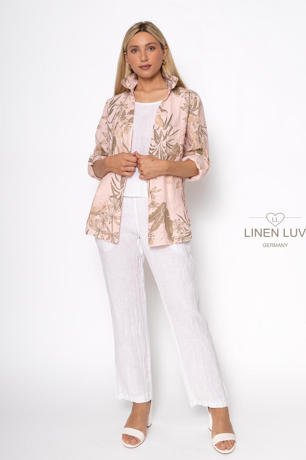 French Linen Button Blouse Print - Breathable Naturals | Glam & Fame Clothing