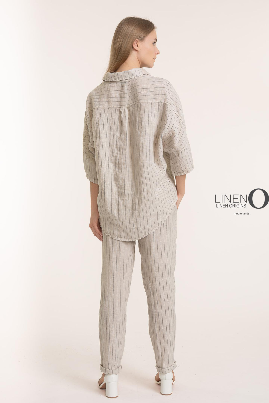 French Linen Pinstripe Boxy Shirt - Breathable Naturals | Glam & Fame Clothing
