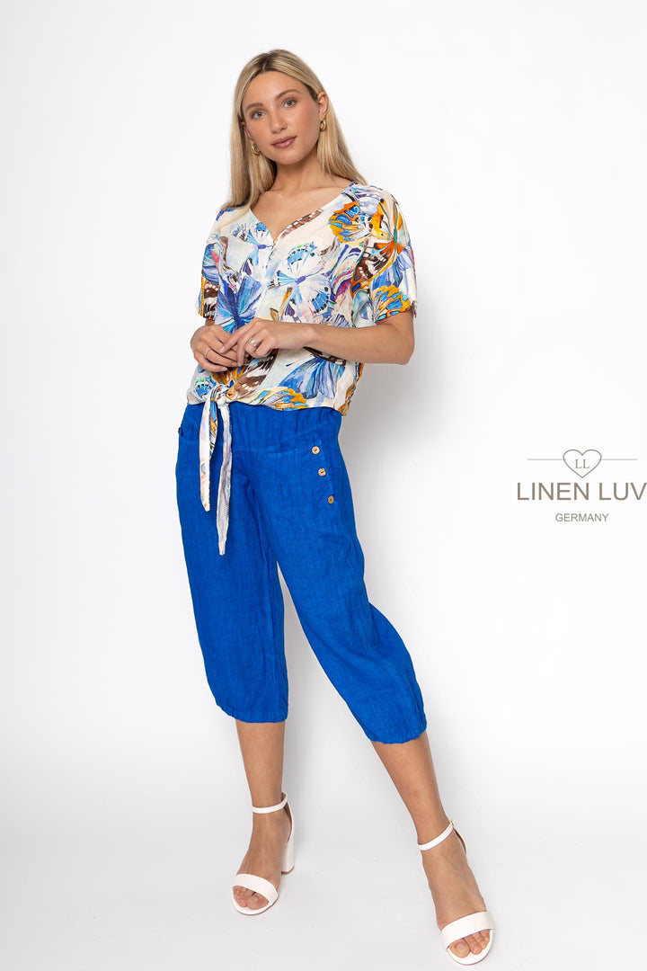 French Linen Butterfly Tie Blouse - Breathable Naturals | Glam & Fame Clothing