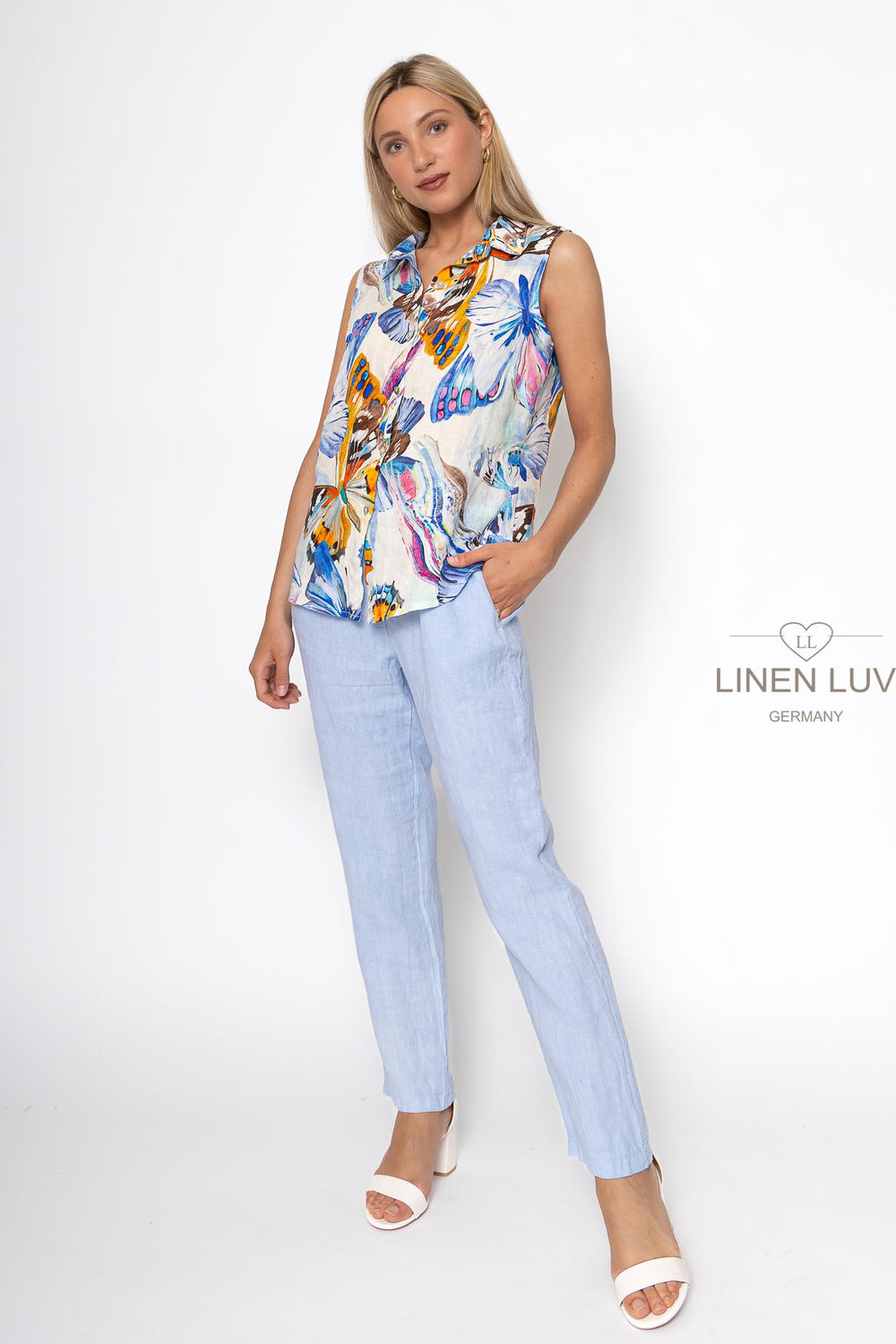 French Linen Butterfly Blouse - Breathable Naturals | Glam & Fame Clothing