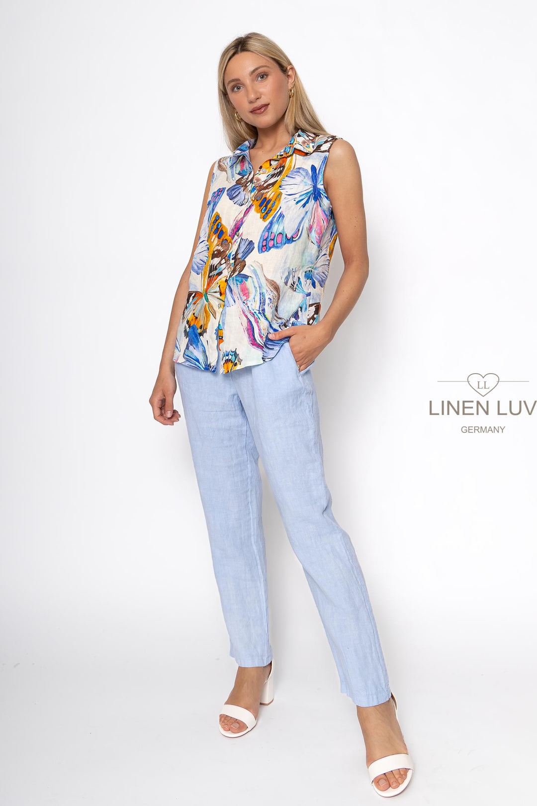 French Linen Butterfly Blouse - Breathable Naturals | Glam & Fame Clothing