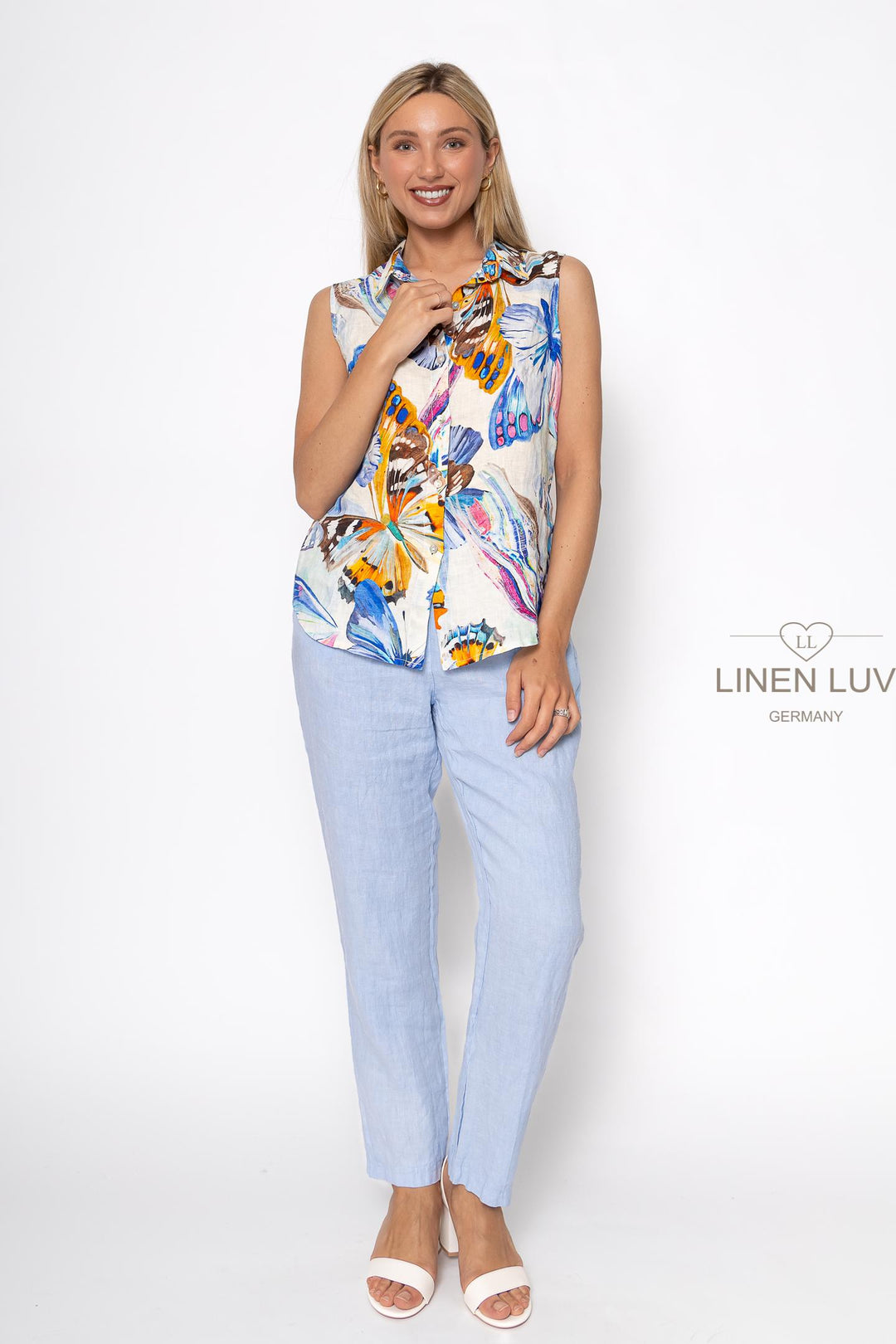 French Linen Butterfly Blouse - Breathable Naturals | Glam & Fame Clothing