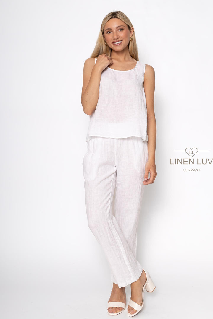 French Linen Sleeveless Top Button Accent - Breathable Naturals | Glam & Fame Clothing