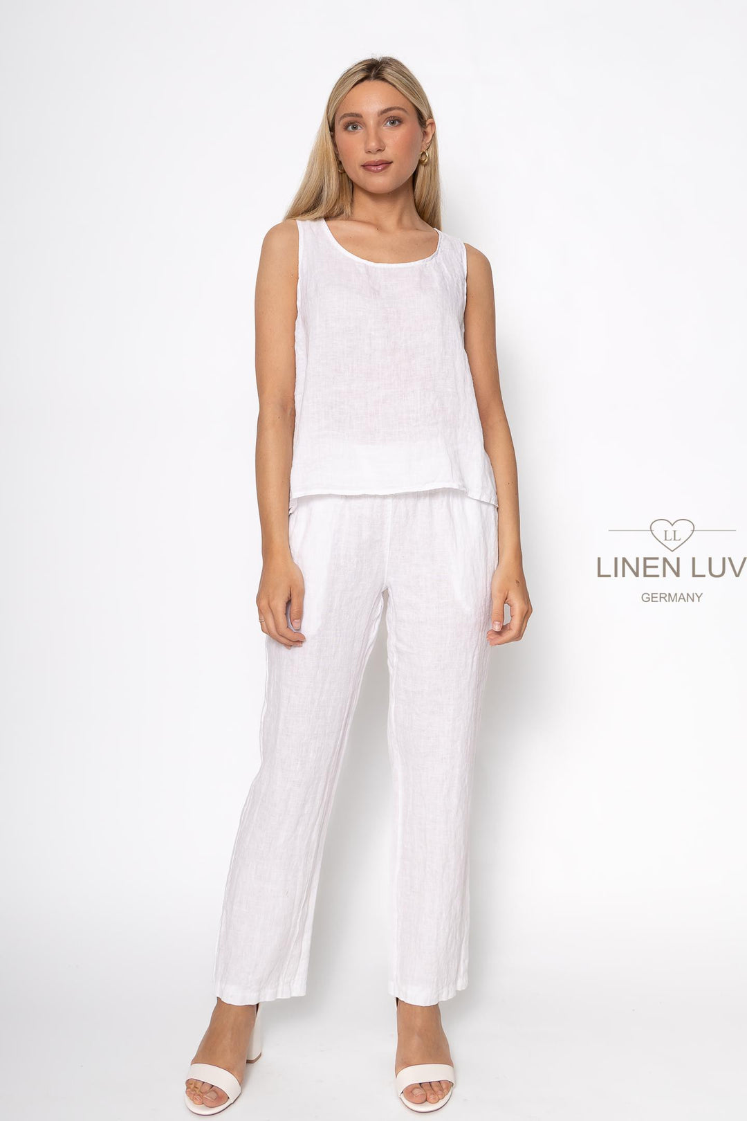 French Linen Sleeveless Top Button Accent - Breathable Naturals | Glam & Fame Clothing