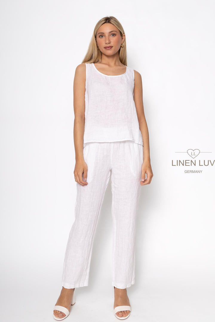 French Linen Sleeveless Top Button Accent - Breathable Naturals | Glam & Fame Clothing