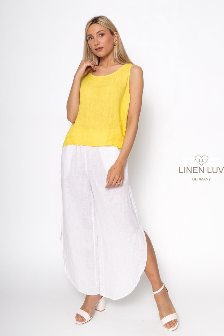 French Linen Sleeveless Vest Top