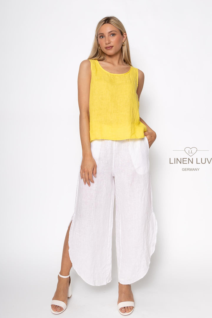 French Linen Sleeveless Vest Top