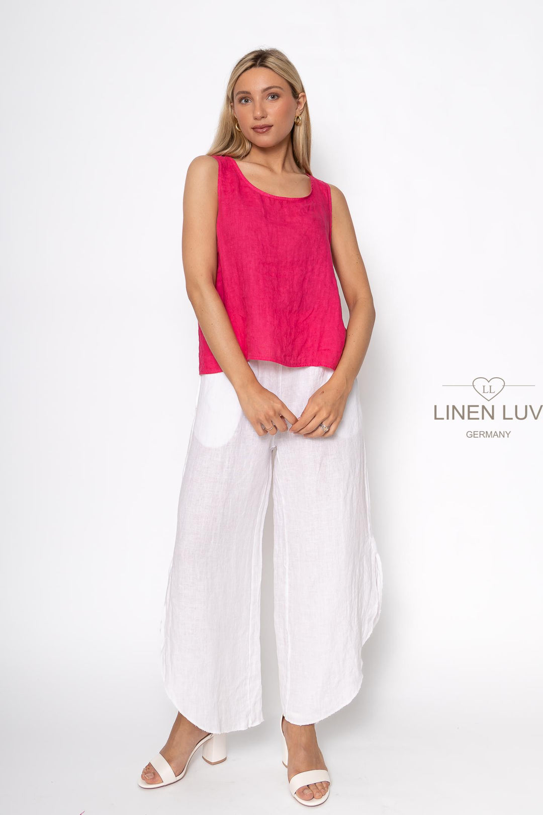 French Linen Sleeveless Top Button Accent - Breathable Naturals | Glam & Fame Clothing