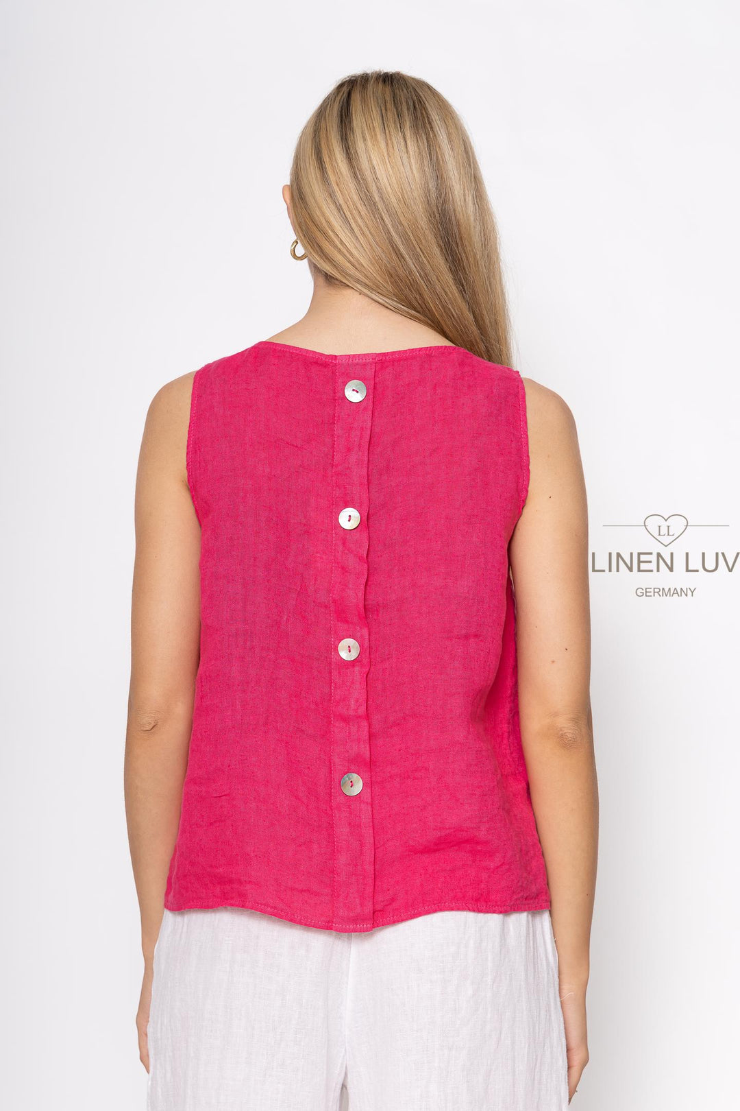 French Linen Sleeveless Top Button Accent - Breathable Naturals | Glam & Fame Clothing