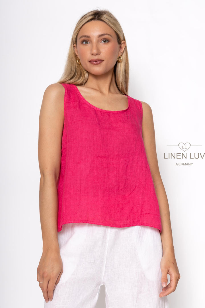 French Linen Sleeveless Top Button Accent - Breathable Naturals | Glam & Fame Clothing