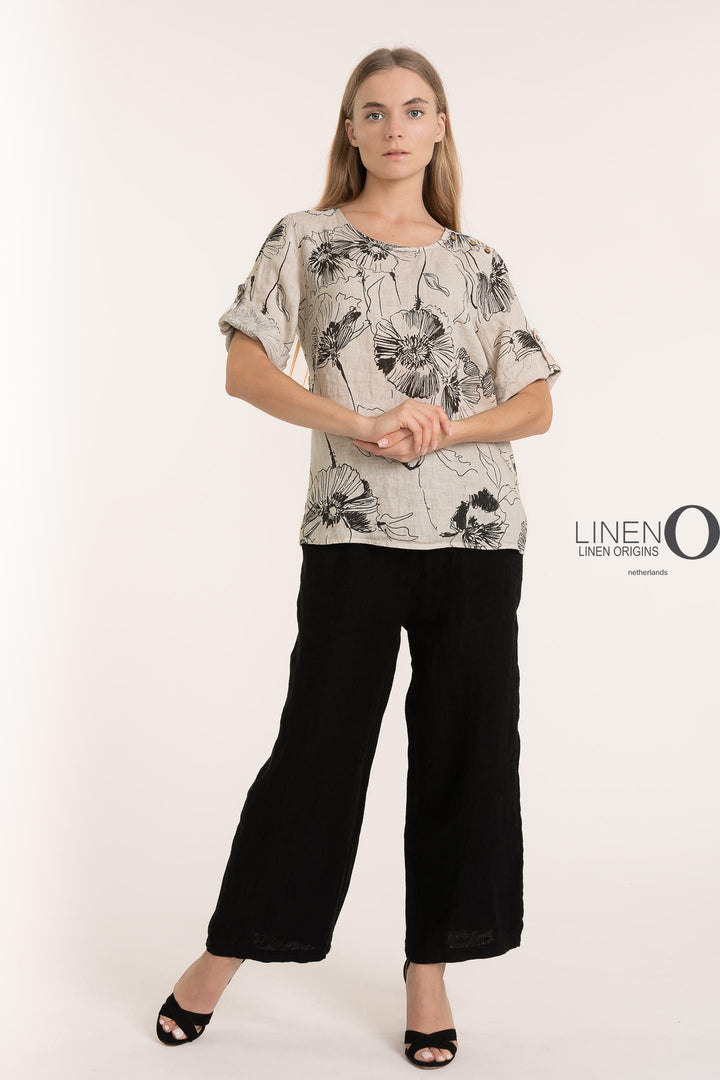 French Linen Blouse Print - Breathable Naturals | Glam & Fame Clothing