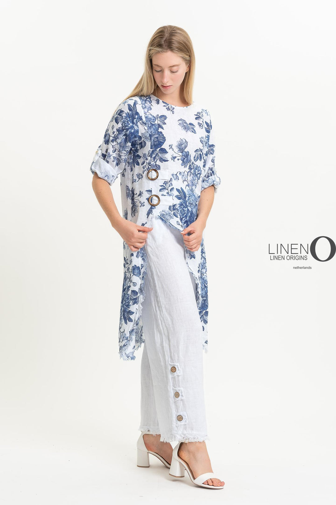 French Linen Asymmetric Tunic Print