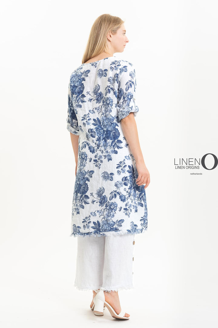 French Linen Asymmetric Tunic Print