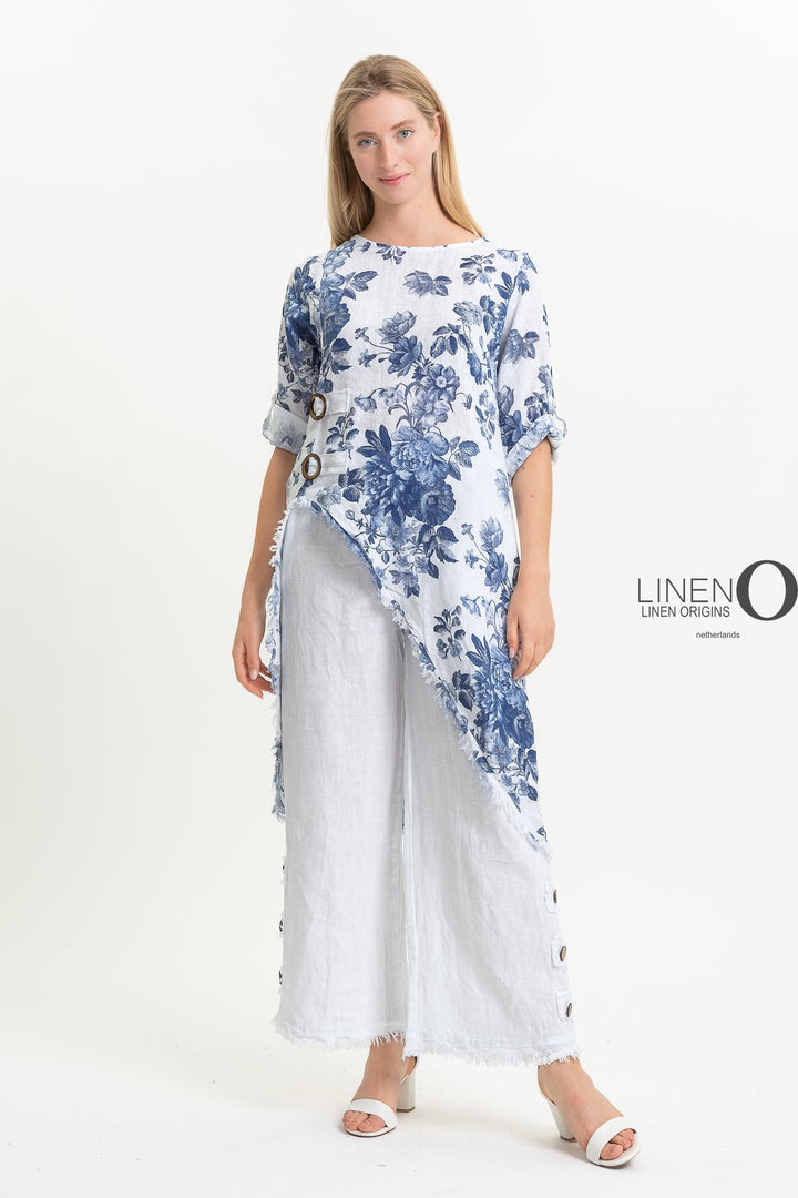 French Linen Asymmetric Tunic Print