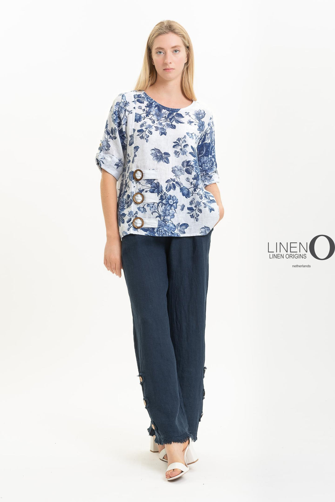 French Linen Blouse Buckle Accent - Breathable Naturals | Glam & Fame Clothing