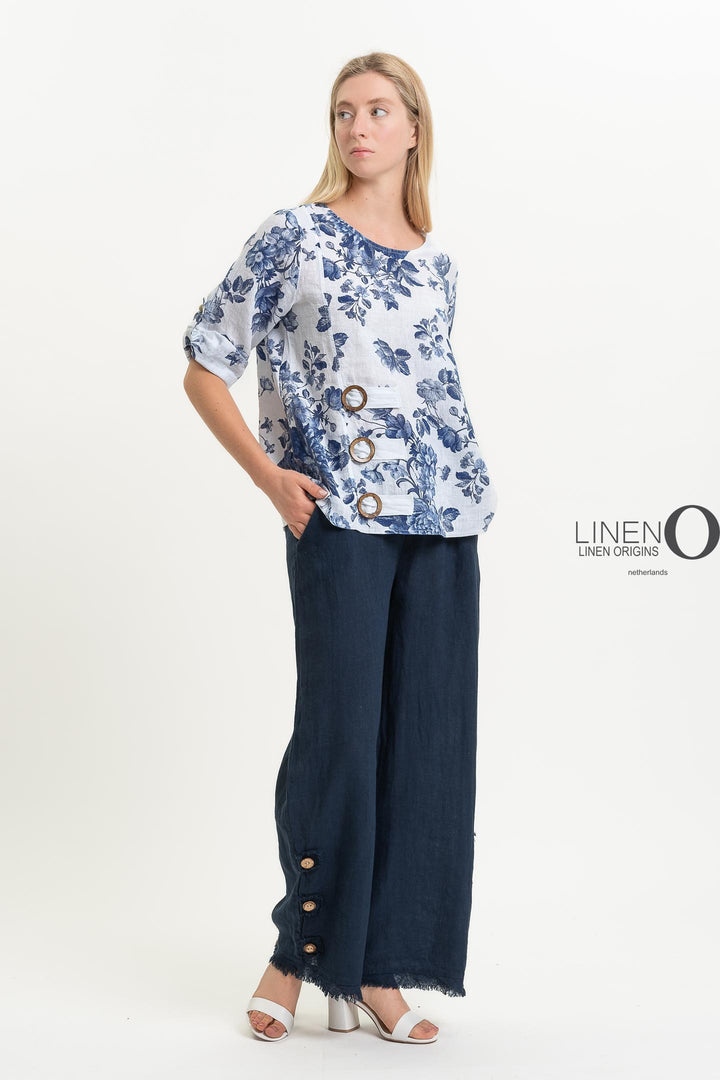 French Linen Blouse Buckle Accent - Breathable Naturals | Glam & Fame Clothing