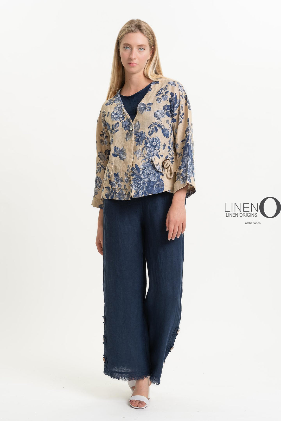 French Linen Jacket Vintage Garden - Breathable Naturals | Glam & Fame Clothing