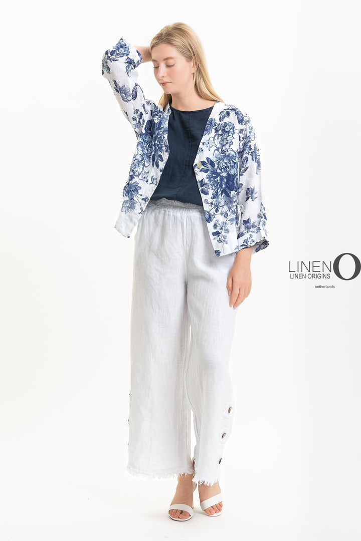 French Linen Jacket Vintage Garden - Breathable Naturals | Glam & Fame Clothing