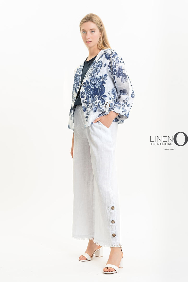 French Linen Jacket Vintage Garden - Breathable Naturals | Glam & Fame Clothing