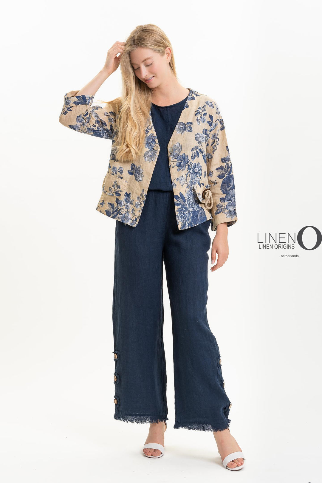 French Linen Jacket Vintage Garden - Breathable Naturals | Glam & Fame Clothing