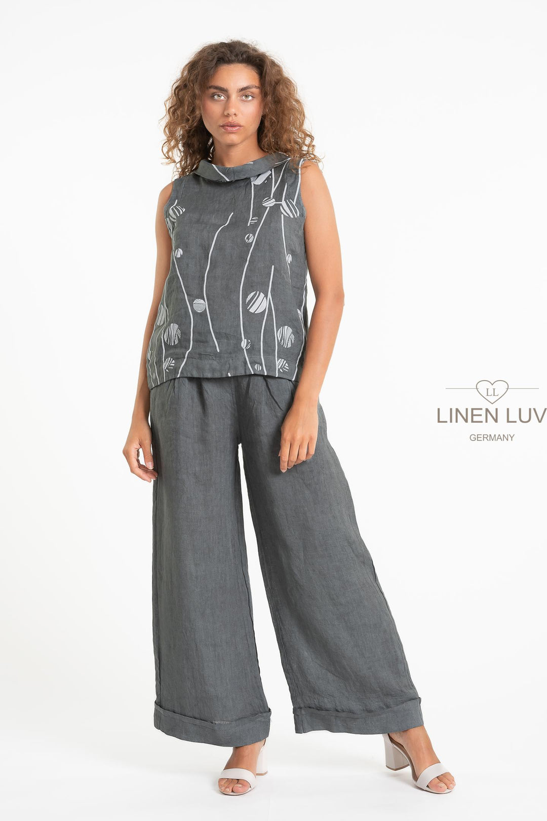 French Linen Slv/L Top Print - Breathable Naturals | Glam & Fame Clothing