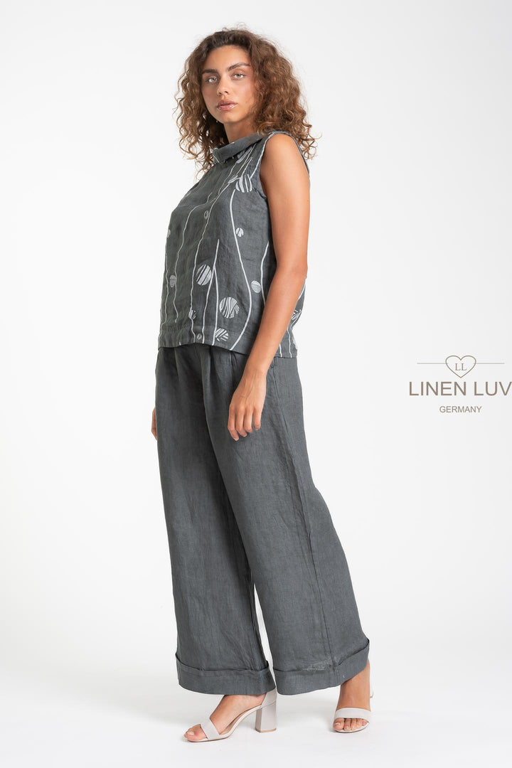 French Linen Slv/L Top Print - Breathable Naturals | Glam & Fame Clothing