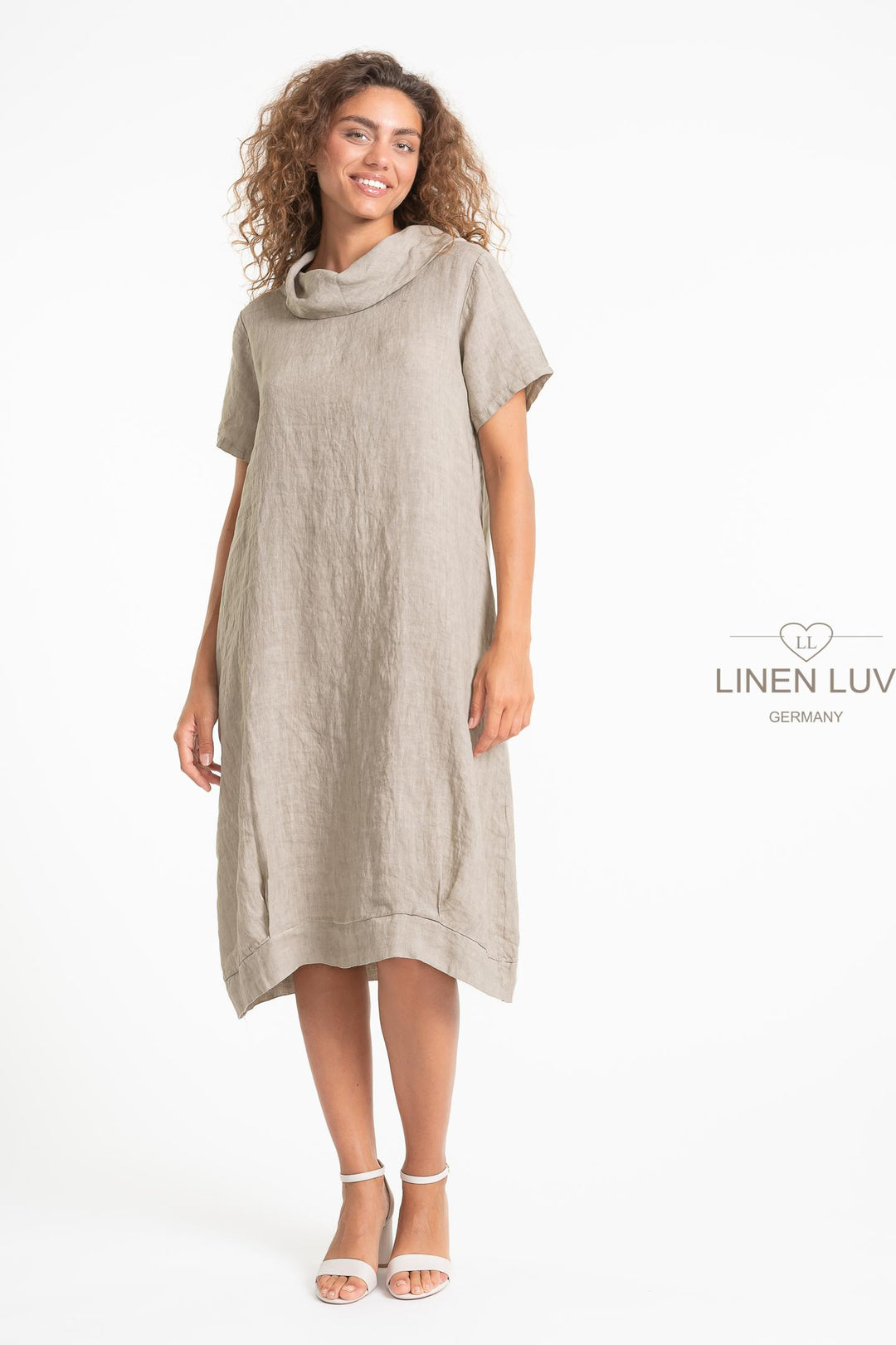 French Linen Cowl Neck Midi - Breathable Naturals | Glam & Fame Clothing