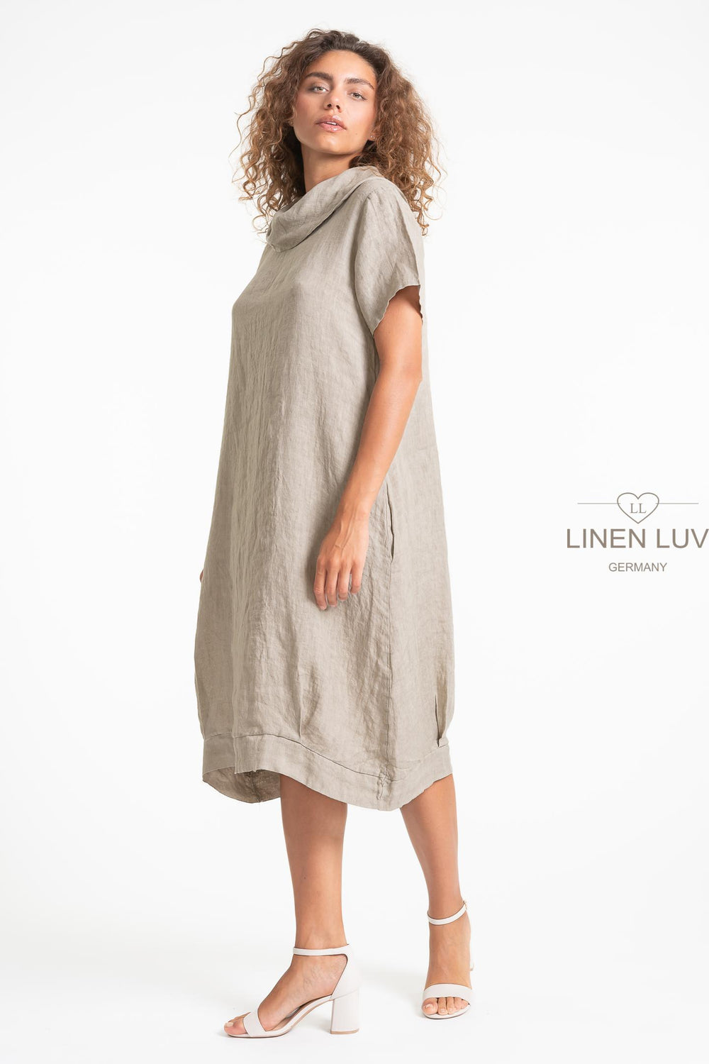 French Linen Cowl Neck Midi - Breathable Naturals | Glam & Fame Clothing