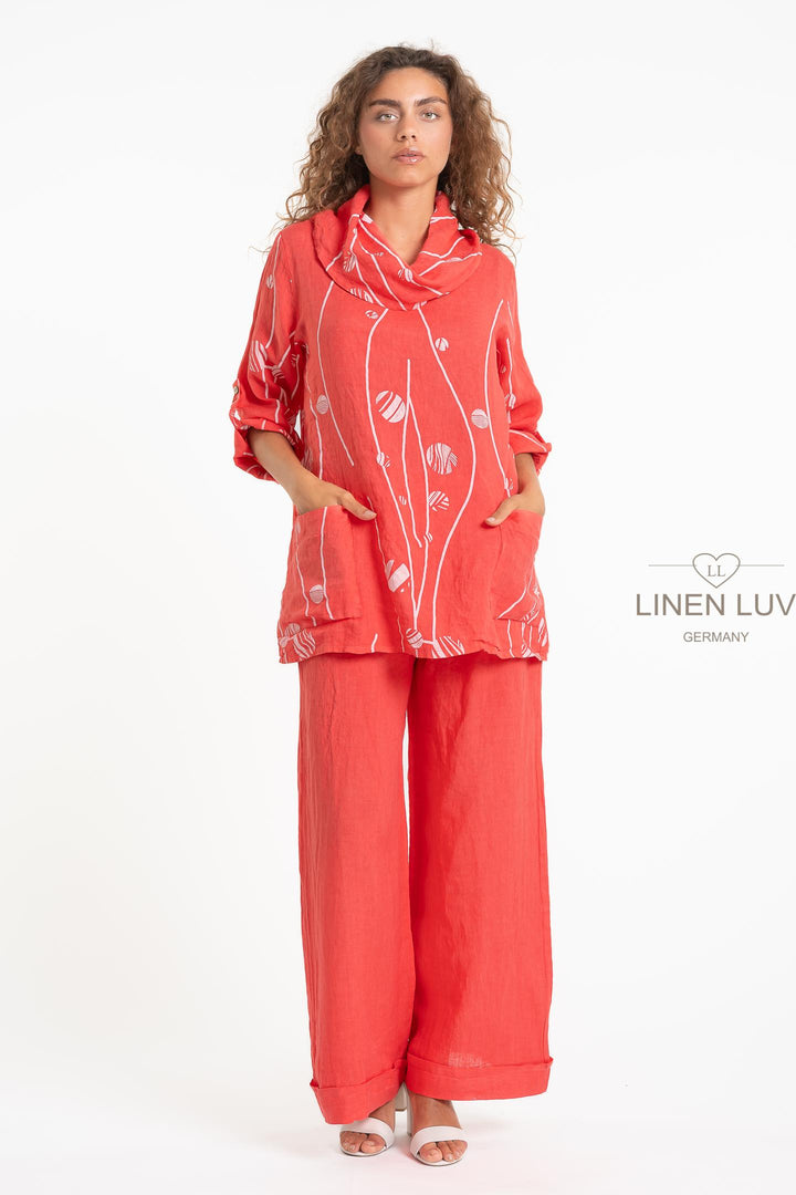 French Linen Tunic Blouse Print - Breathable Naturals | Glam & Fame Clothing