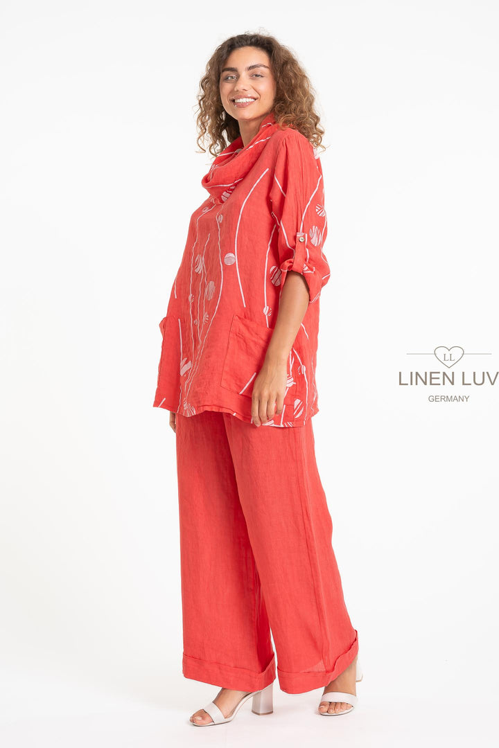 French Linen Tunic Blouse Print - Breathable Naturals | Glam & Fame Clothing