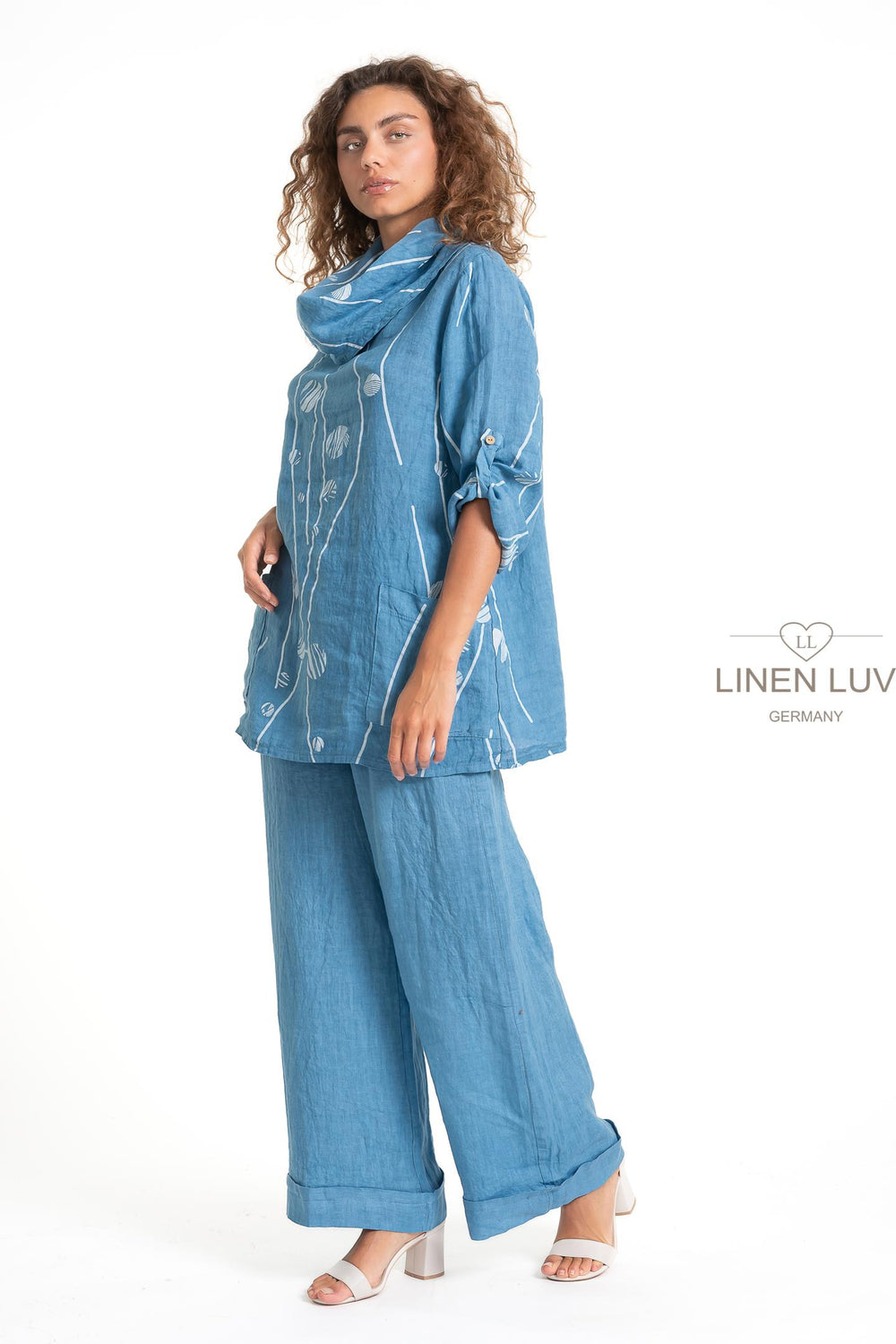 French Linen Tunic Blouse Print - Breathable Naturals | Glam & Fame Clothing