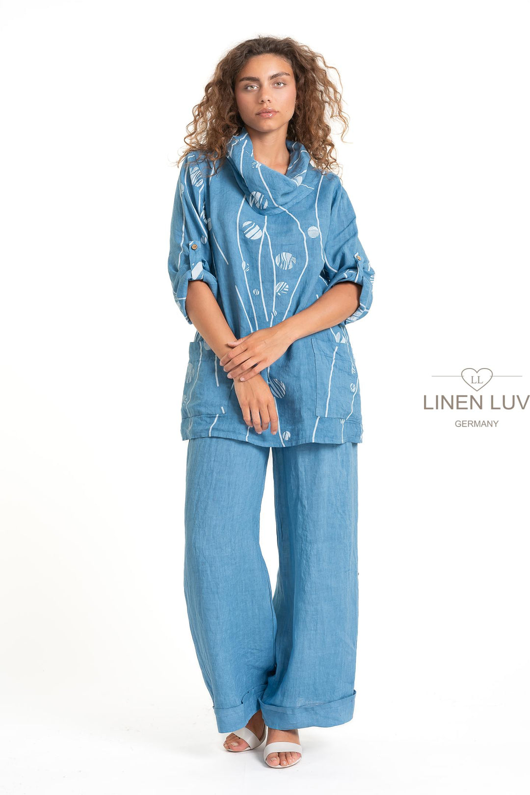 French Linen Tunic Blouse Print - Breathable Naturals | Glam & Fame Clothing