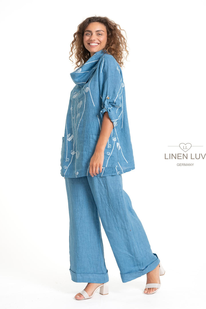 French Linen Tunic Blouse Print - Breathable Naturals | Glam & Fame Clothing