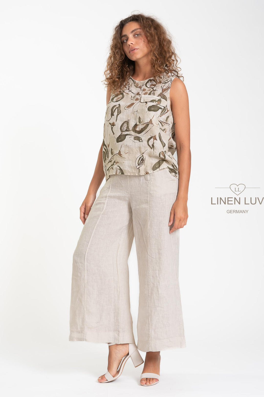 French Linen Top Print Sleeveless - Breathable Naturals | Glam & Fame Clothing