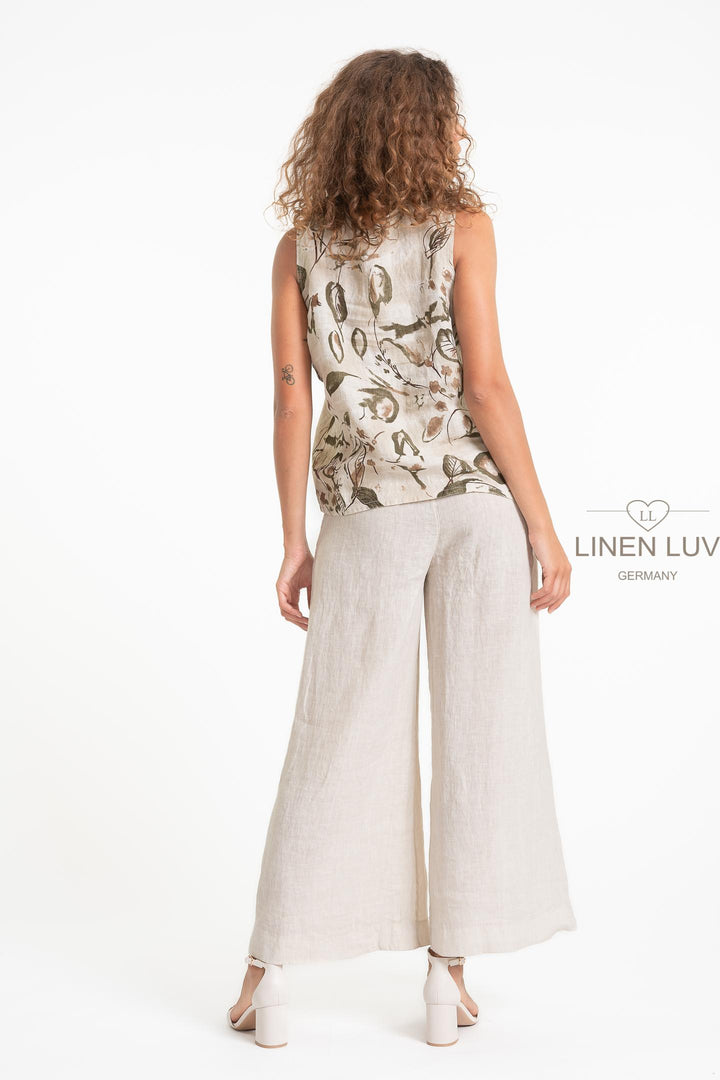 French Linen Top Print Sleeveless - Breathable Naturals | Glam & Fame Clothing