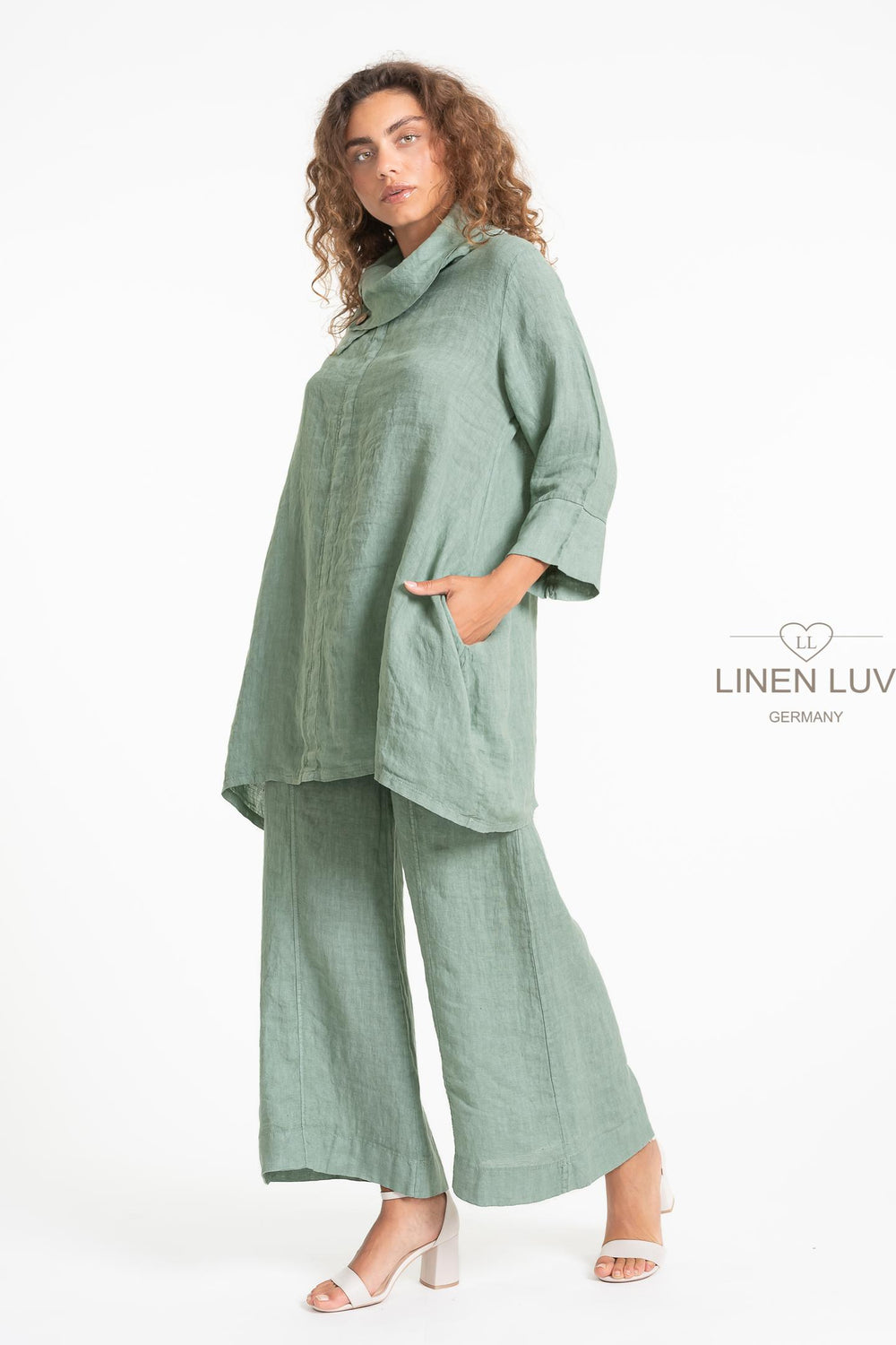 French Linen Tunic Pointe Collar - Breathable Naturals | Glam & Fame Clothing