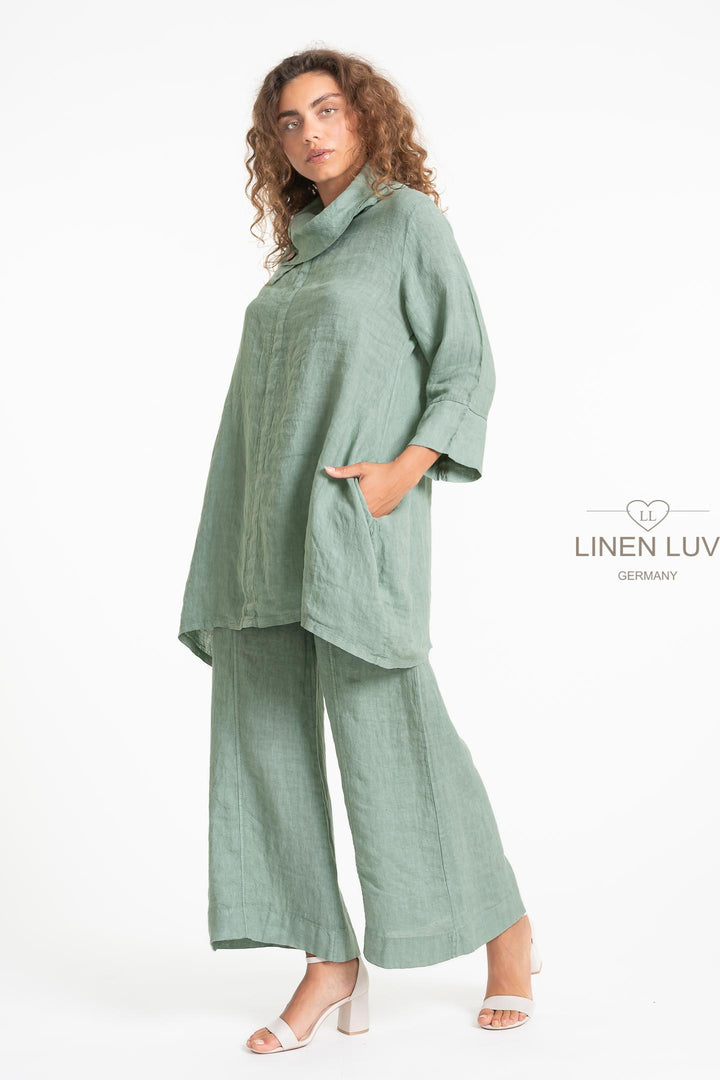 French Linen Tunic Pointe Collar - Breathable Naturals | Glam & Fame Clothing