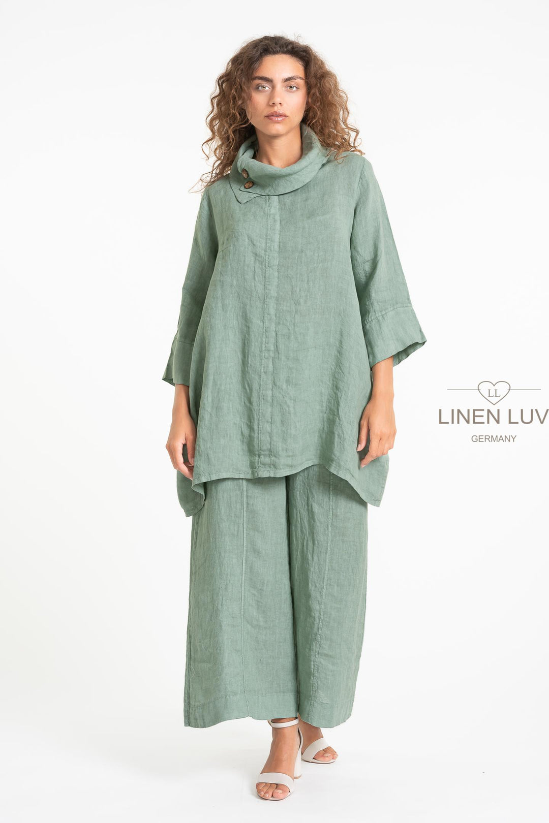 French Linen Tunic Pointe Collar - Breathable Naturals | Glam & Fame Clothing