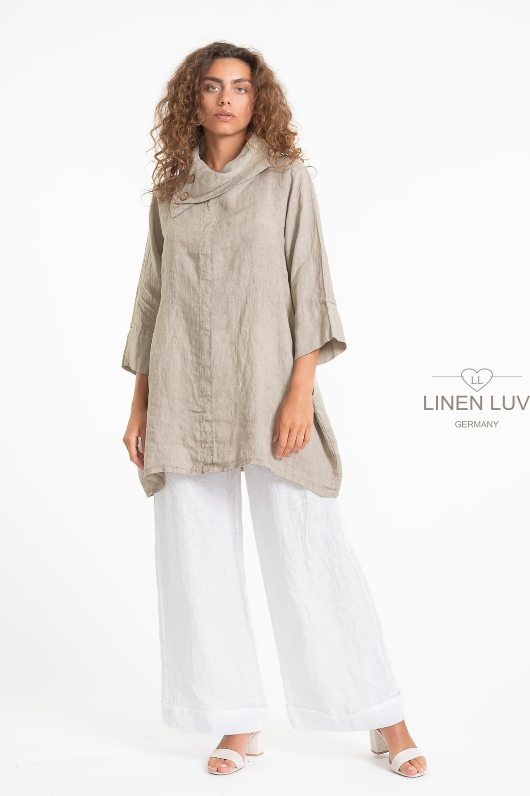 French Linen Tunic Pointe Collar - Breathable Naturals | Glam & Fame Clothing