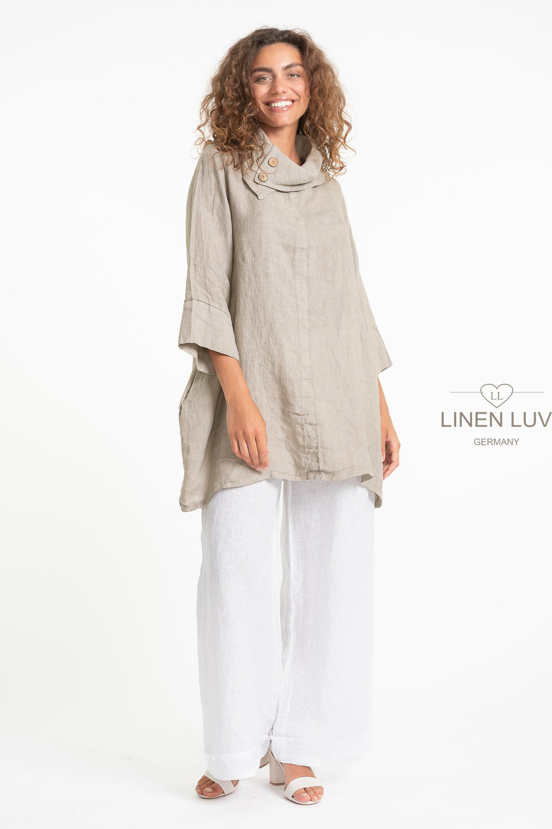 French Linen Tunic Pointe Collar - Breathable Naturals | Glam & Fame Clothing
