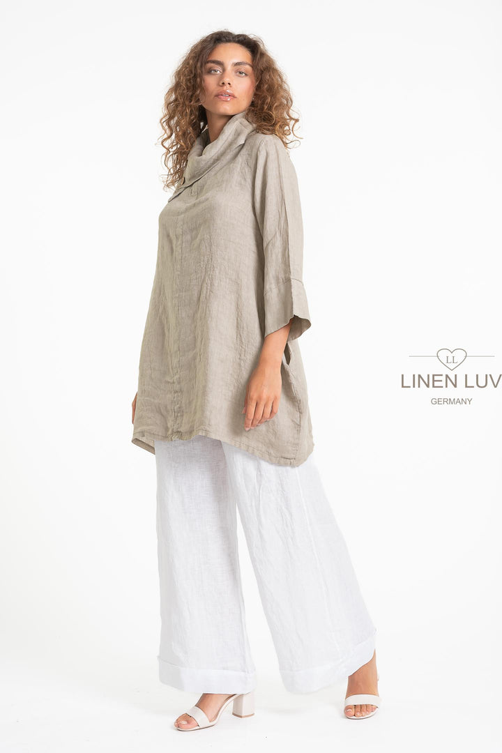 French Linen Tunic Pointe Collar - Breathable Naturals | Glam & Fame Clothing
