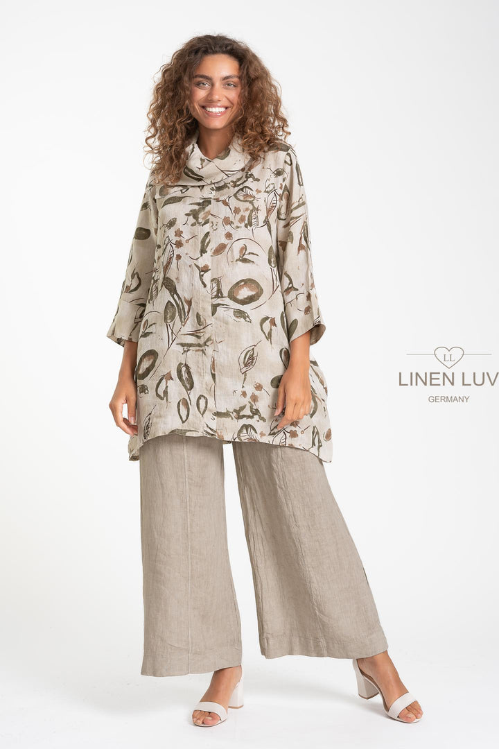 French Linen Tunic Pointe Collar - Breathable Naturals | Glam & Fame Clothing